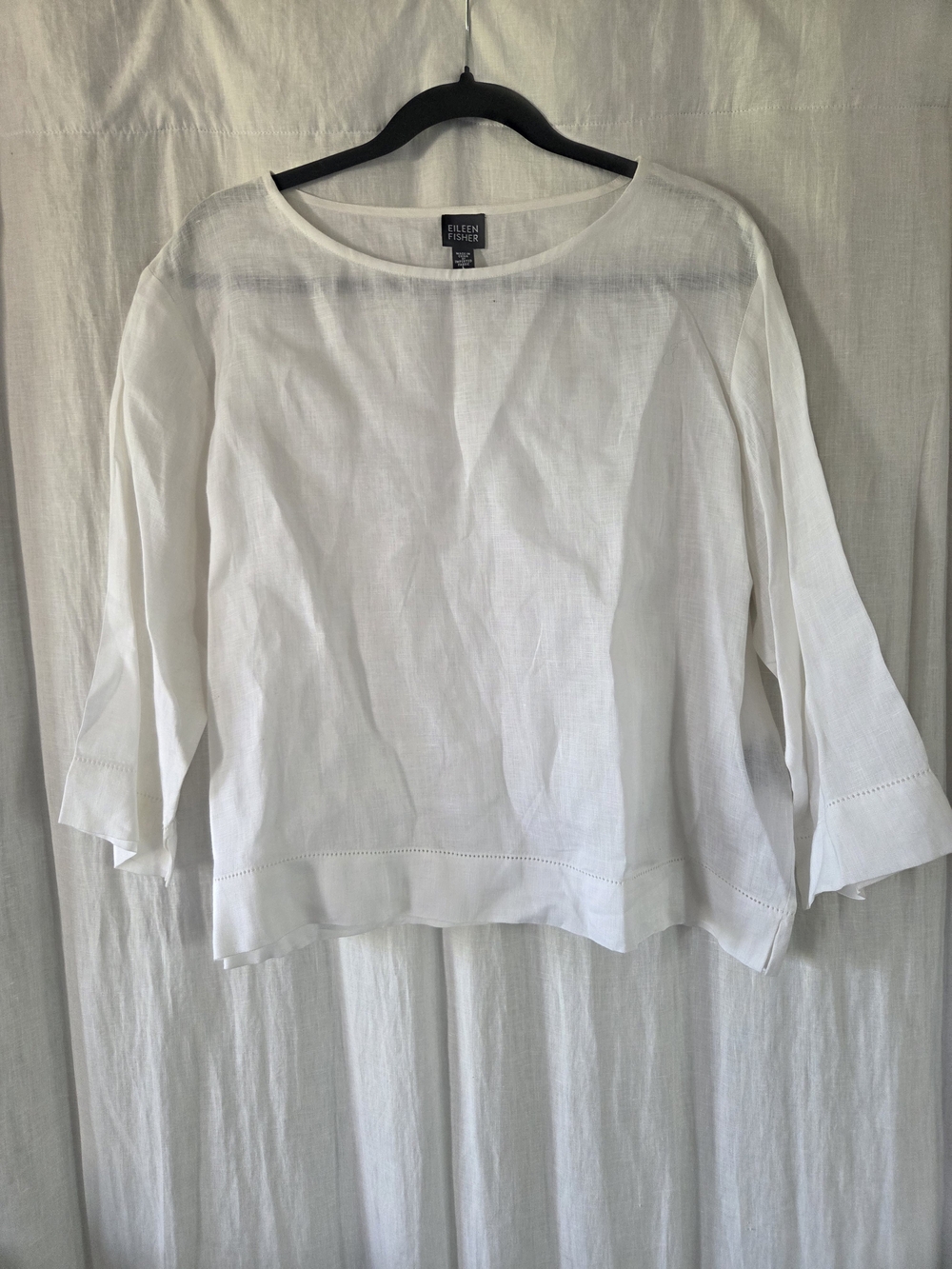 Eileen Fisher | White Linen Scoop-Neck Blouse
